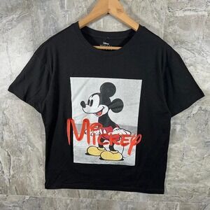 Disney Mickey Mouse embroidered black graphic tee shirt Mens Size L #disney